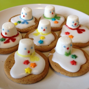 finished melting snowman biscuits